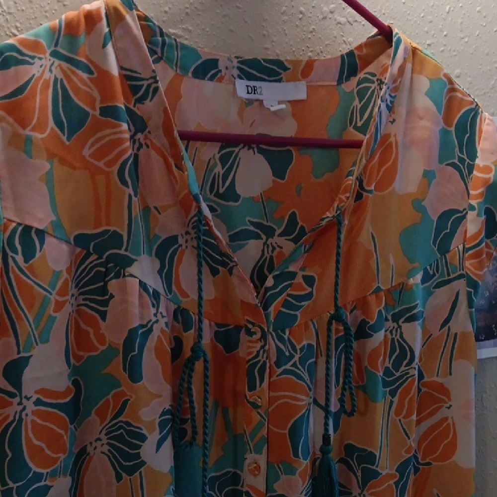 Floral Orange and Green Women's Top